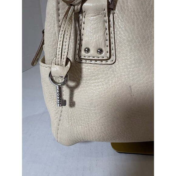 Fossil Cream or Ivory Pebbled Leather Satchel Shoulder Bag Blackburn Collection - Picture 2 of 16